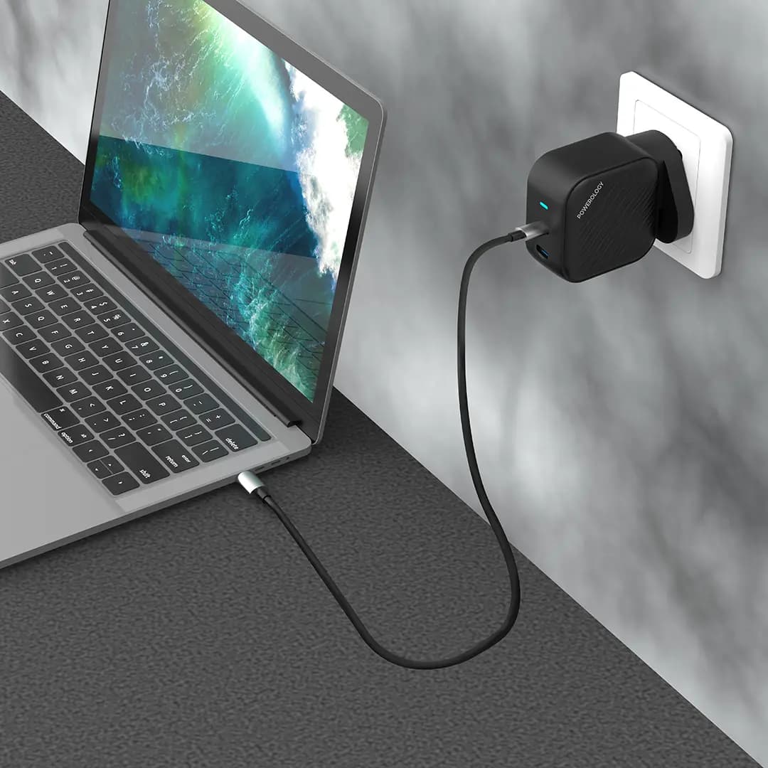 شارژر دیواری دو پورت 45 وات پاورولوژی (PWCUQC035)Powerology Gan Dual USB-C Wall Charger — تصویر ۴