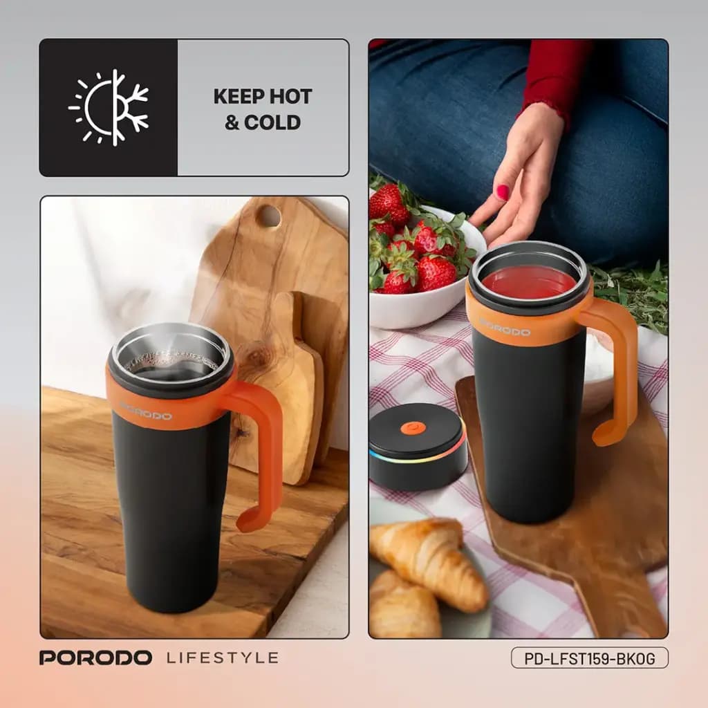 مخلوط کن و ماگ شارژی پرودو(PD-LFST1599)Porodo Lifestyle 6-Blade Portable Blender – Black/Orange — تصویر ۲