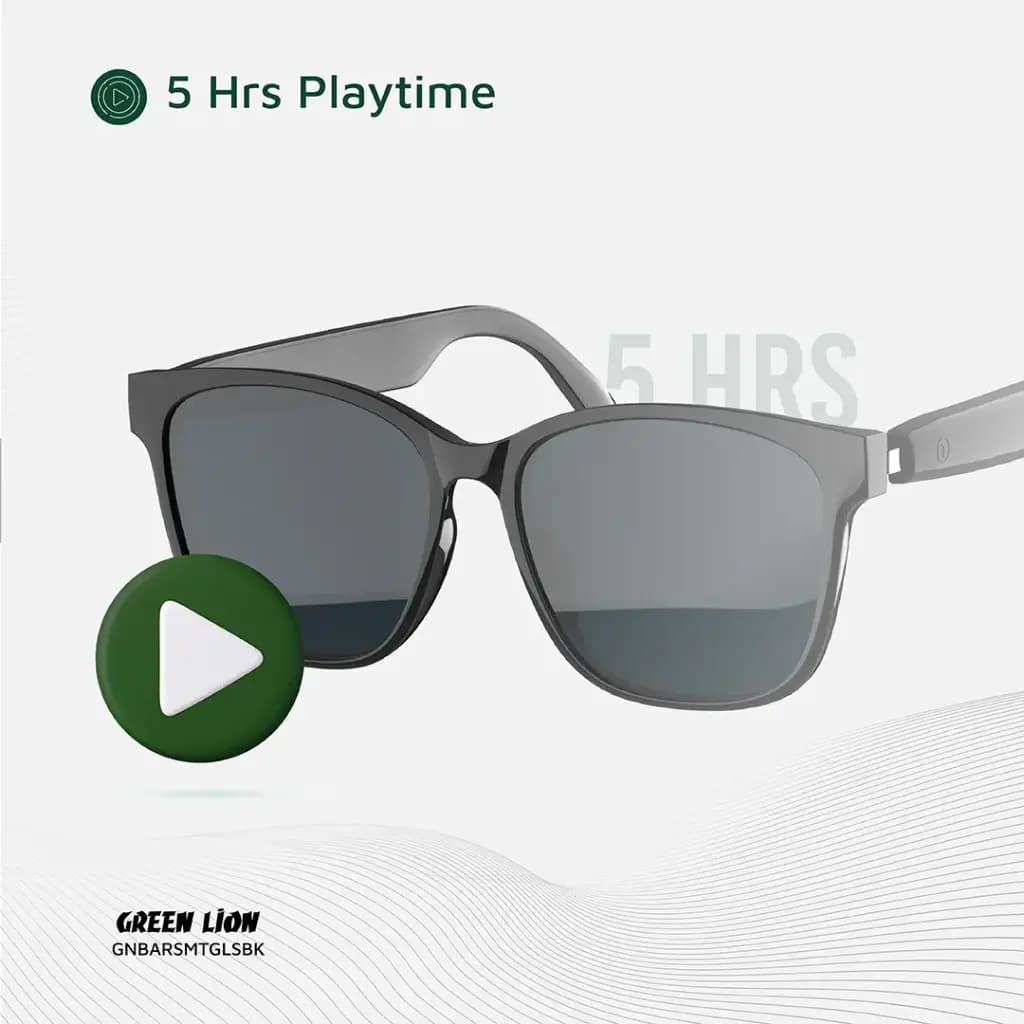 عینک آفتابی هوشمند Barcelona گرین لاین(GNBARSMTGLSBK)Green Lion Barcelona Smart Glasses – Black — تصویر ۶