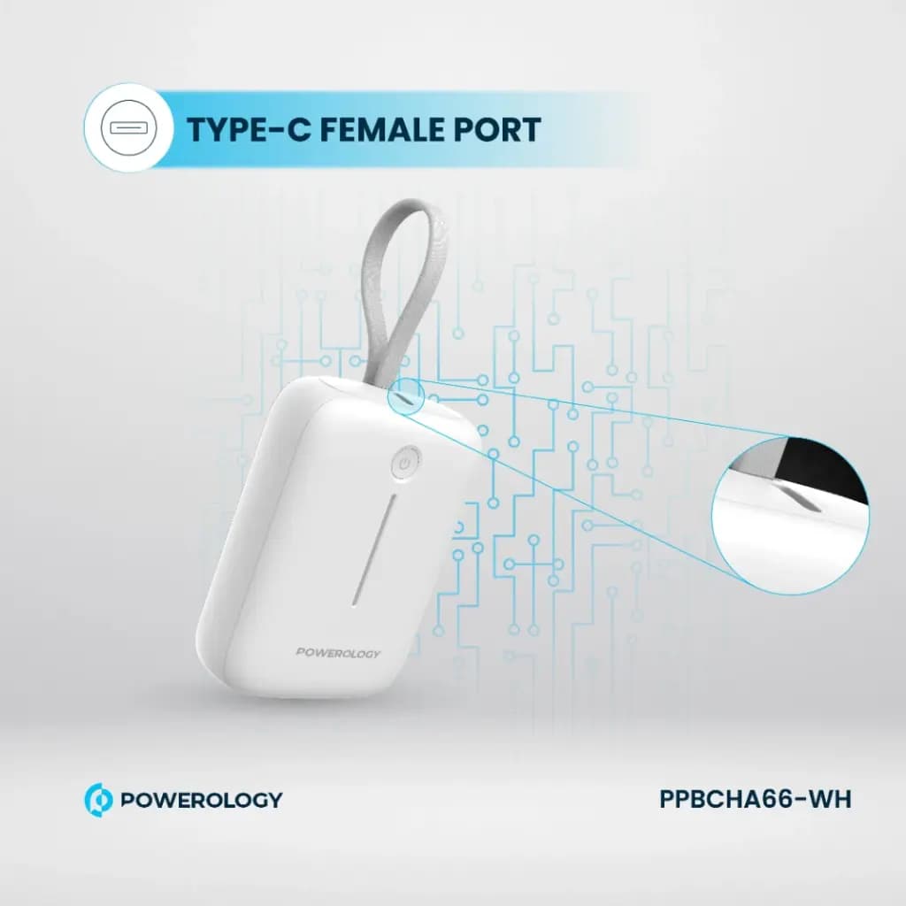 پاوربانک 10 هزار میلی آمپر ساعت همراه با کابل تایپ سی پاورولوژی(PPBCHA66)Powerology 10000mAh Power Bank — تصویر ۸