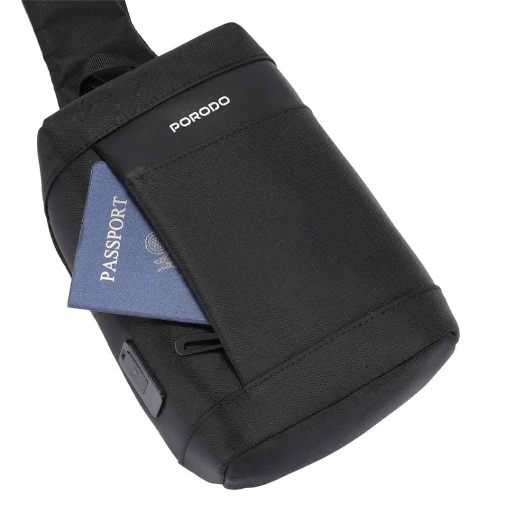 کیف تک بند و کراس بادی پرودو ( PD-LFST124)Porodo Crossbody Bag – Black — تصویر ۳