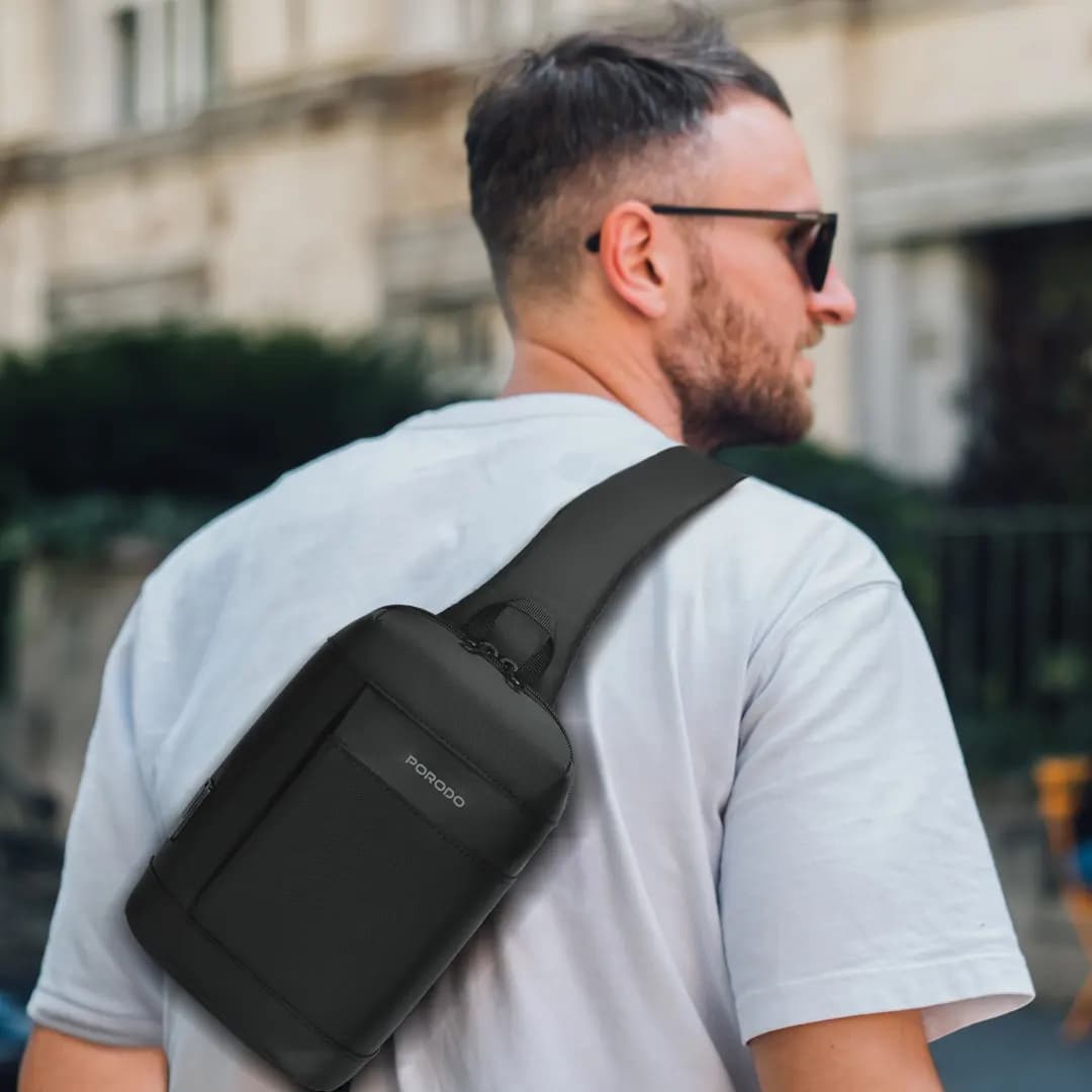 کیف تک بند و کراس بادی پرودو ( PD-LFST124)Porodo Crossbody Bag – Black — تصویر ۲
