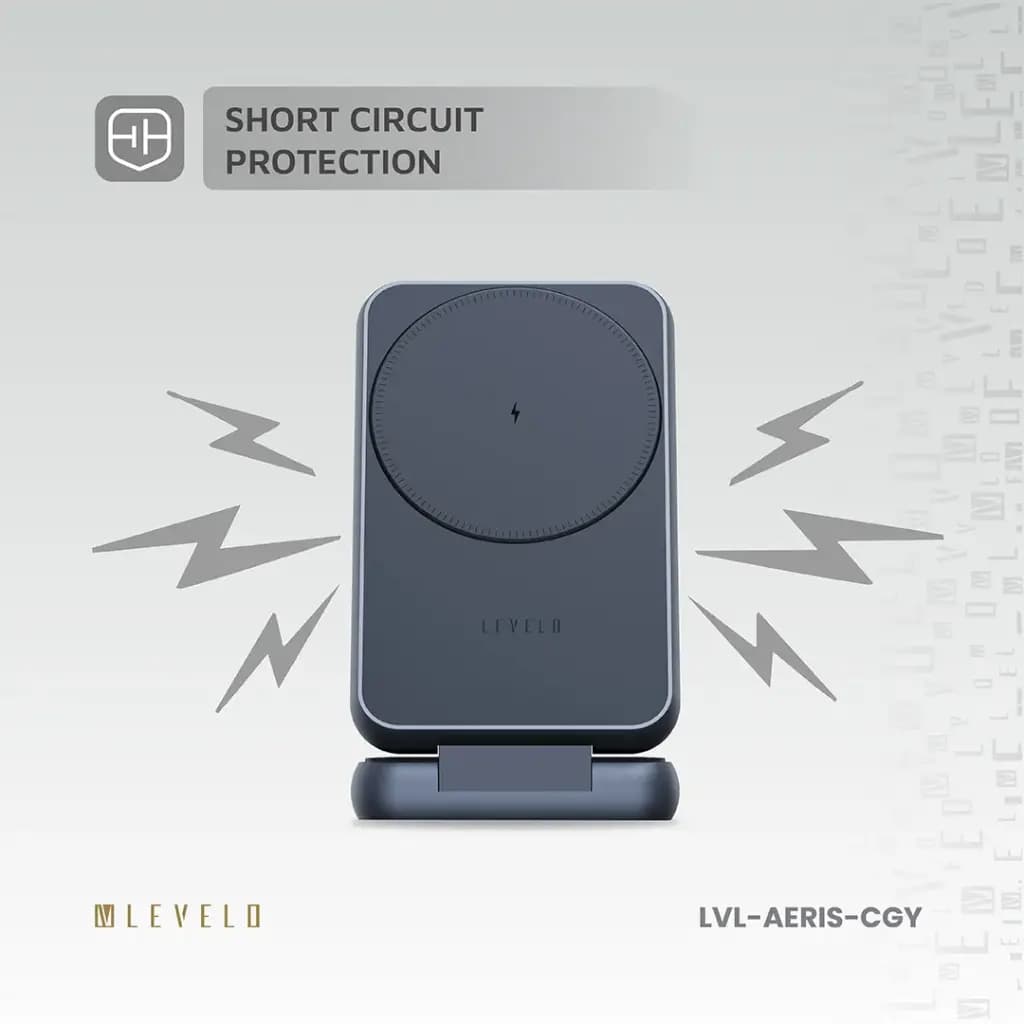 شارژر 3 کاره بی سیم تاشو Aeris لولو(LVL-AERIS)Levelo Aeris 3 in 1 Foldable Wireless Charger – Cloudy Gray — تصویر ۷