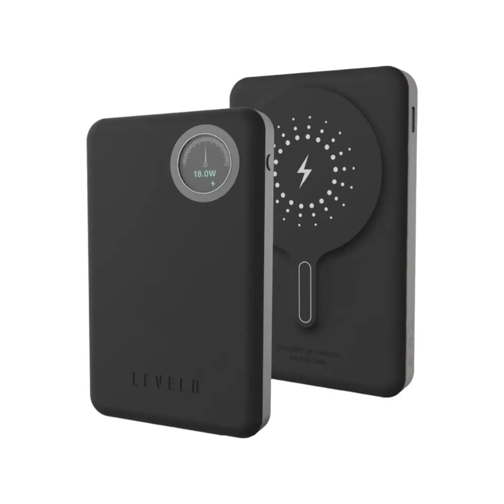 پاوربانک مگسیف چرمی 10 هزار Marbella لولو(SKU: LVL-MRBL)Levelo Marbella MagSafe Leather 10000mAh Power Bank – Dusk Black