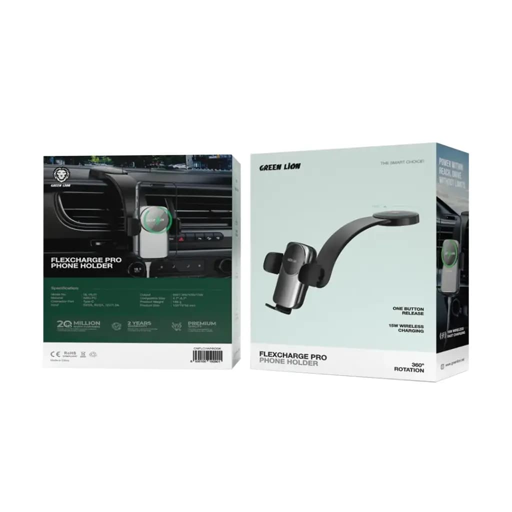هولدر و شارژر وایرلس گرین لاین (GNFLCHAPROBK)Green Lion Flex Charge Pro Phone Holder – Black — تصویر ۳