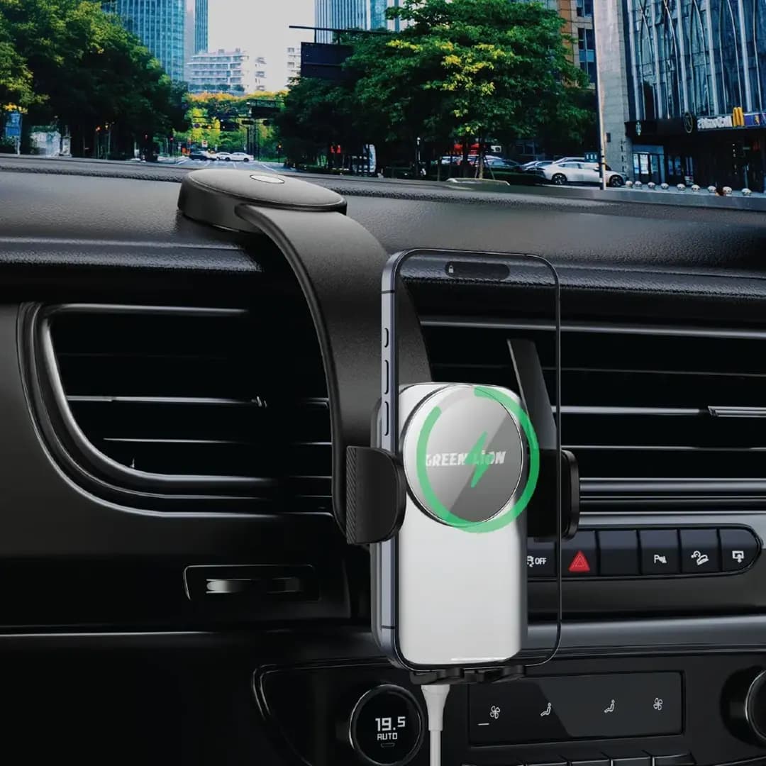 هولدر و شارژر وایرلس گرین لاین (GNFLCHAPROBK)Green Lion Flex Charge Pro Phone Holder – Black — تصویر ۲