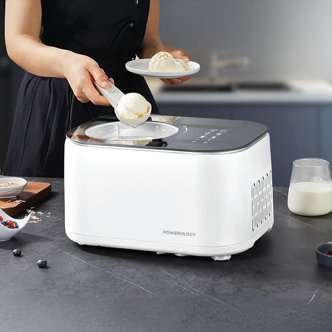 دستگاه بستنی ساز و ماست یخ زده پاورولوژی(P1LICECRM)Powerology Ice Cream & Frozen Yogurt Machine – White — تصویر ۲