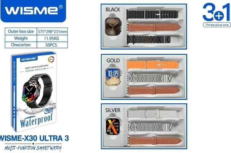 ساعت هوشمند ویسمی مدل WISME-X30 ULTRA 3 دارای سه بند و استاندارد ضد آب — تصویر ۲