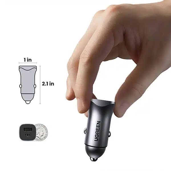 شارژر فندکی 30 وات با دو پورت USB-A و USB-C یوگرین مدل CD130 — تصویر ۷