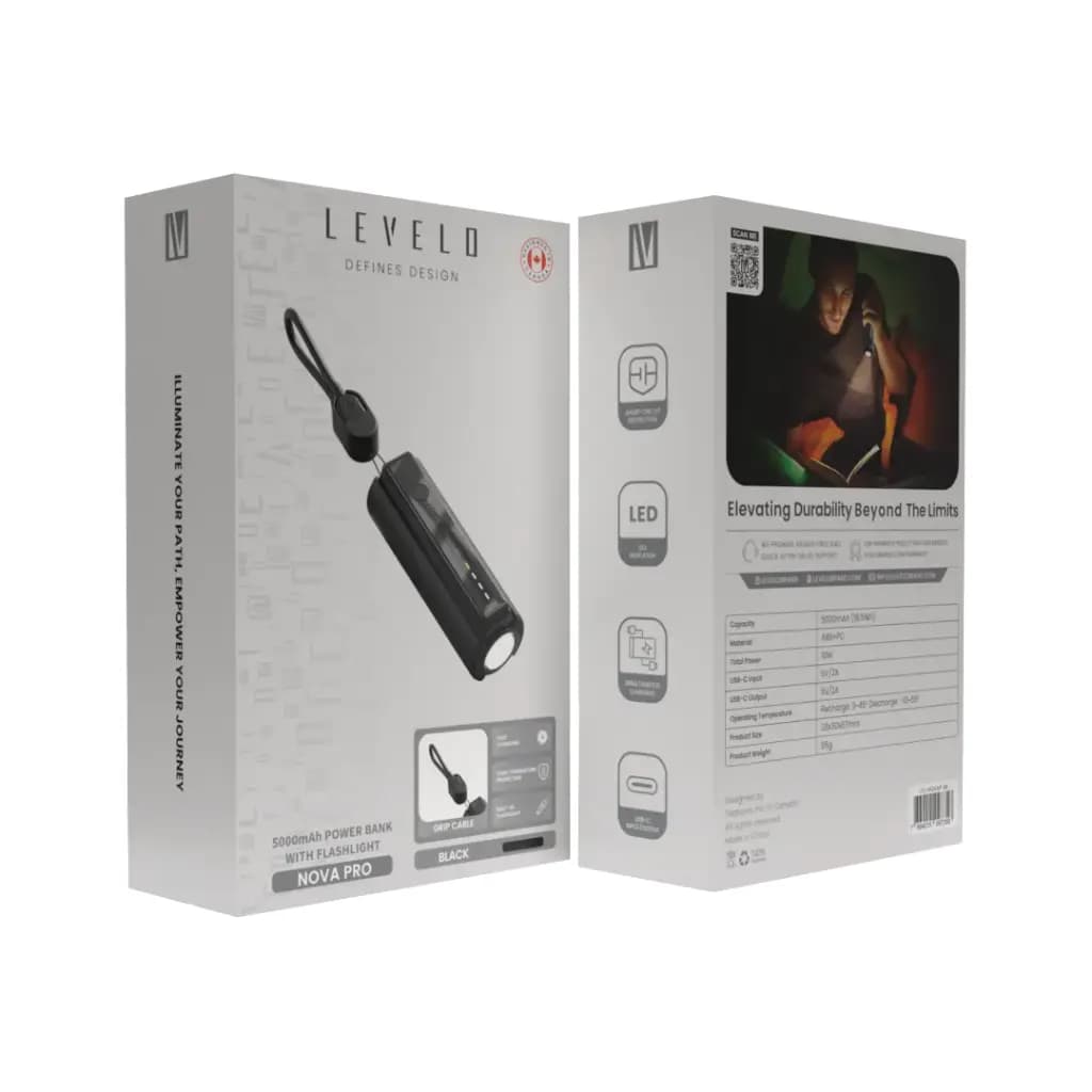 پاوربانک 5 هزار میلی آمپر ساعت همراه با چراغ قوه Nova Pro لولو(LVL-NOVAP) Levelo Nova Pro 5000mAh Power Bank with Flashlight — تصویر ۲