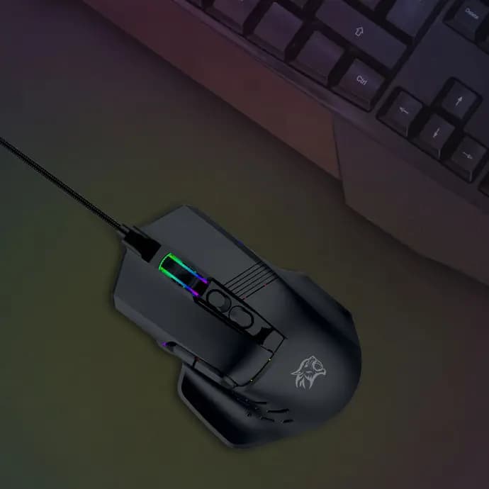 ماوس با سیم گیمینگ مدل PDX320 پرودو گیمینگ (PDX320) Porodo Gaming 9D Wired Mouse DPI 12800 with 13 Modes RGB Light — تصویر ۲
