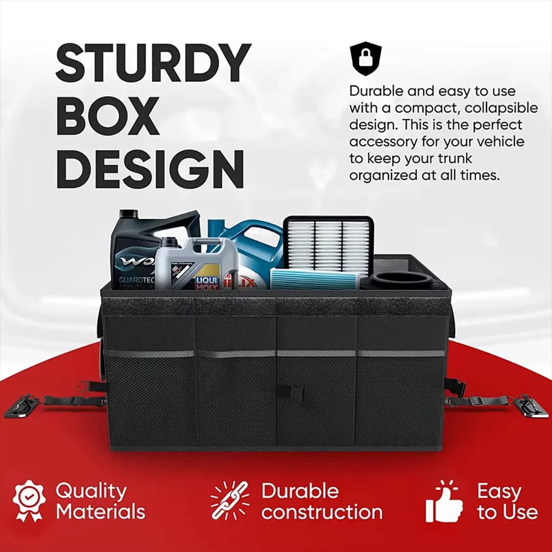 جعبه نظم دهنده صندوق عقب خودرو گرین لاین(GNCRTORG57BK)Green Lion Car Trunk Organizer 57L – Black — تصویر ۲