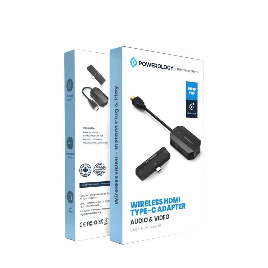 دانگل انتقال تصویر بی سیم پاورولوژی (PHDMAC)Powerology Wireless HDMI Type-C Adapter Audio & Video — تصویر ۲