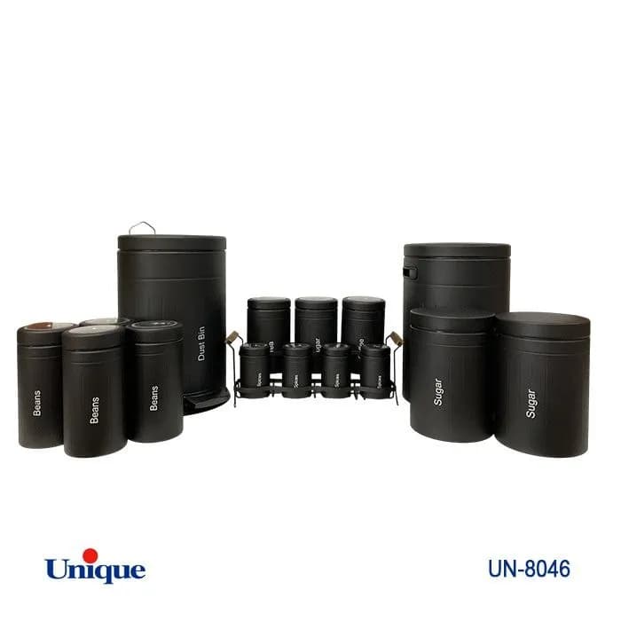 سرویس آشپزخانه 16 پارچه یونیک Unique مشکی فلورانس درب فلزی کد UN-8046