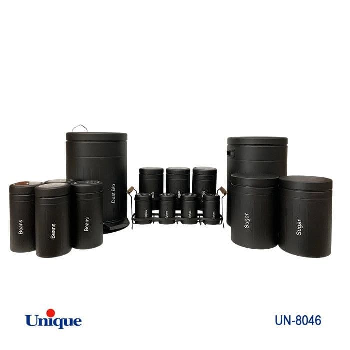 سرویس آشپزخانه 16 پارچه یونیک Unique مشکی فلورانس درب فلزی کد UN-8046 — تصویر ۲