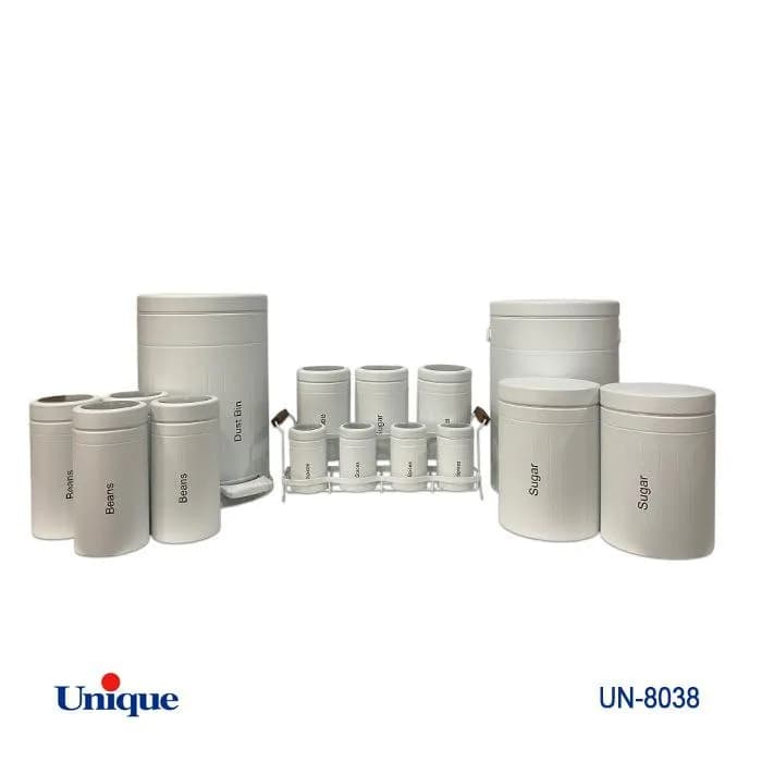 سرویس آشپزخانه 16 پارچه یونیک Unique سفید فلورانس درب فلزی کد UN-8038