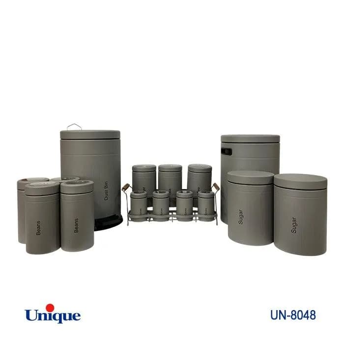 سرویس آشپزخانه 16 پارچه یونیک Unique طوسی فلورانس درب فلزی کد UN-8048