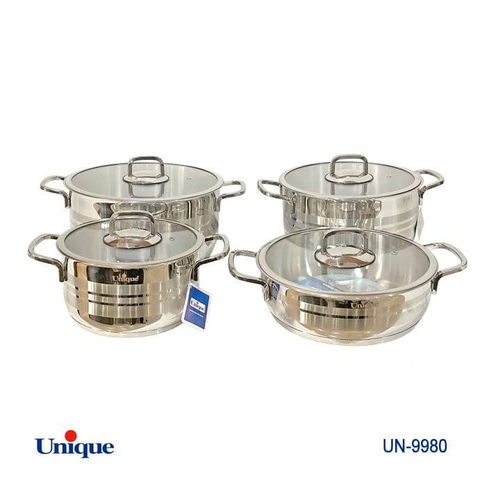 سرویس قابلمه استیل یونیک Unique درب فلت جدید کد UN-9980 — تصویر ۲
