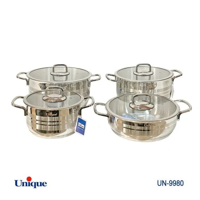 سرویس قابلمه استیل یونیک Unique درب فلت جدید کد UN-9980