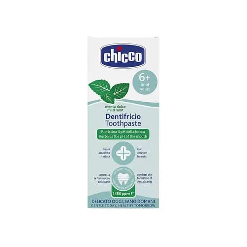 خمیر دندان ایتالیایی چیکو Chicco مناسب 6 +سال با طعم مالیم نعنا 50 میل