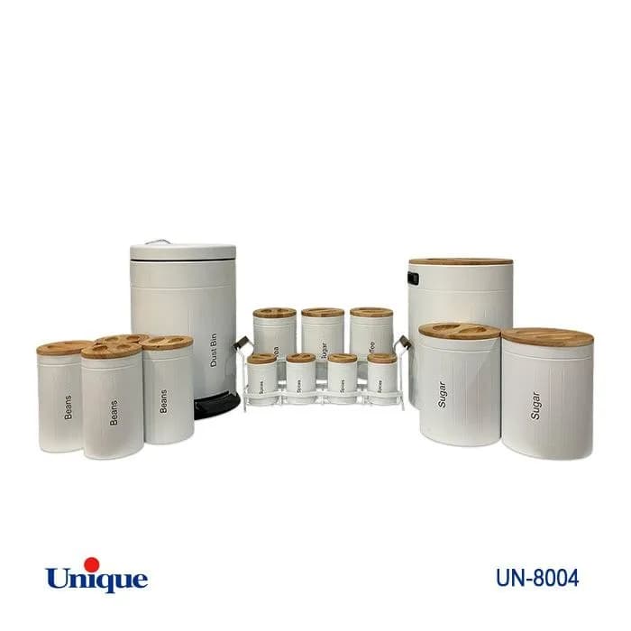 سرویس آشپزخانه 16 پارچه یونیک Unique سفید درب بامبو کد UN-8004