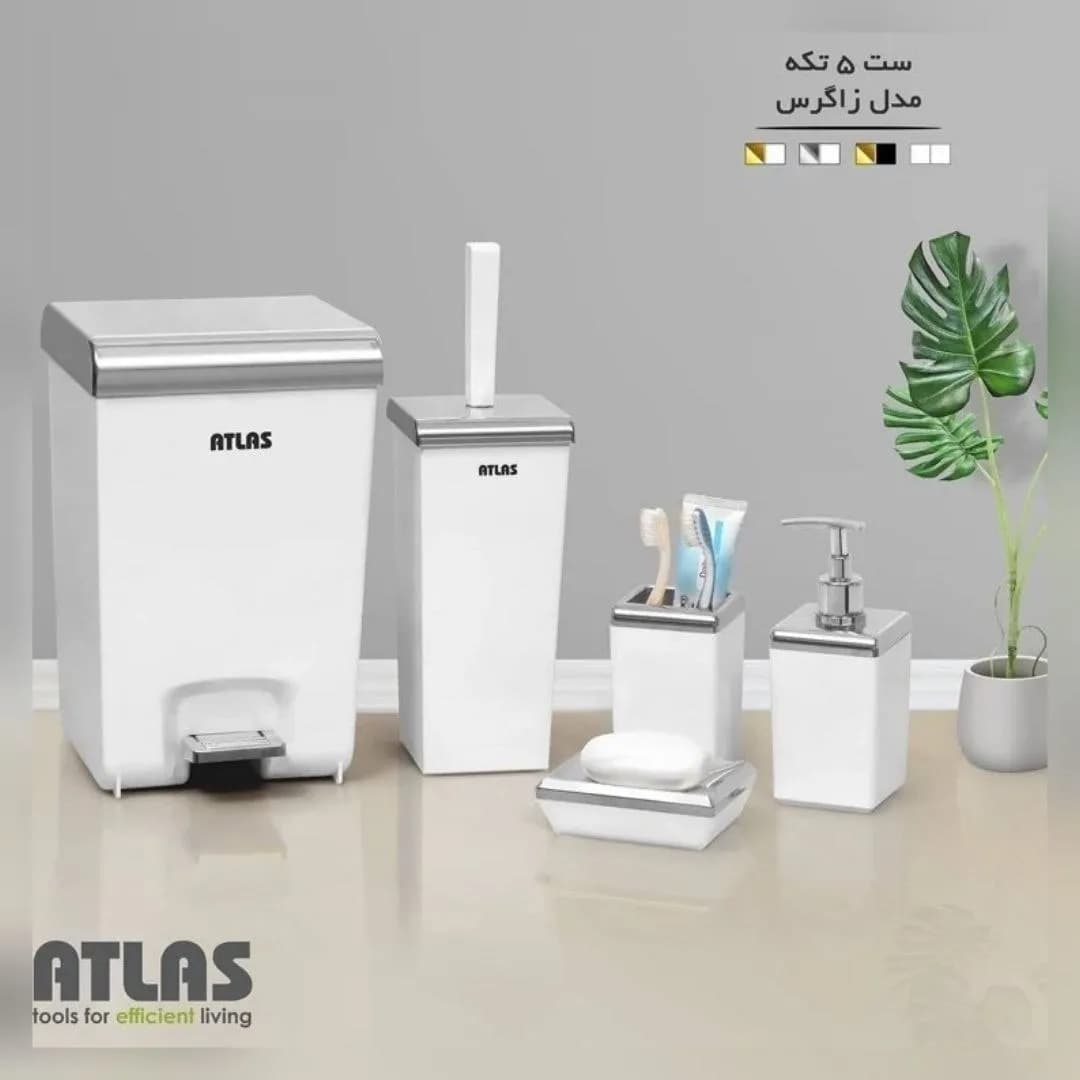 ست سرویس بهداشتی 5 تکه اطلس سفید کروم مدل زاگرس کد 397