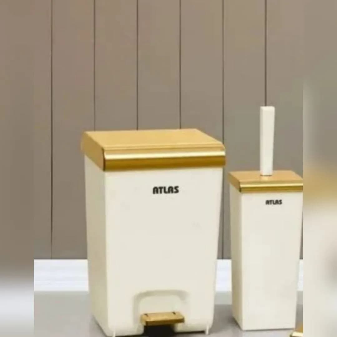 ست سطل و برس اطلس وانیلی طلایی مدل زاگرس کد 379