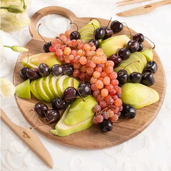تخته گوشت و سرو دسته گرد | چوب گردو | برند آما هوم | یک سال ضمانت — تصویر ۲
