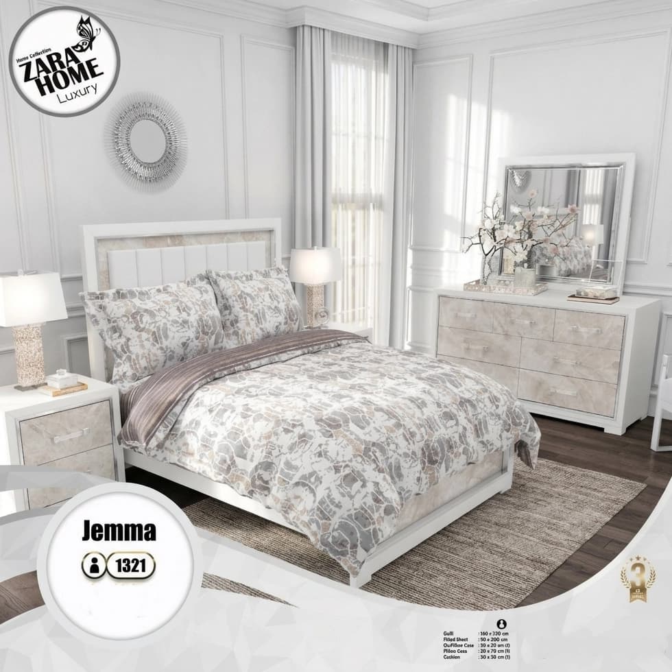 روتختی یک نفره زارا طرح jemma کد 1321 | پارچه تنسل | ضمانت 3 ساله | الیاف میکرو