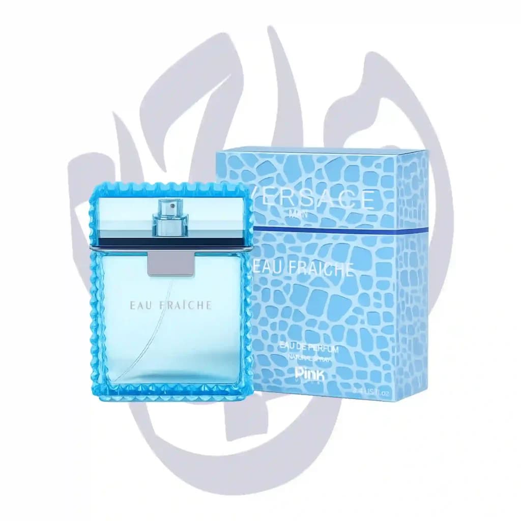 ادوپرفیوم مردانه پینک ویژوآل Pink مدل ورساچه او فرش Versace Eau Fraiche حجم 100 میلی لیتر طرح مارک — تصویر ۲