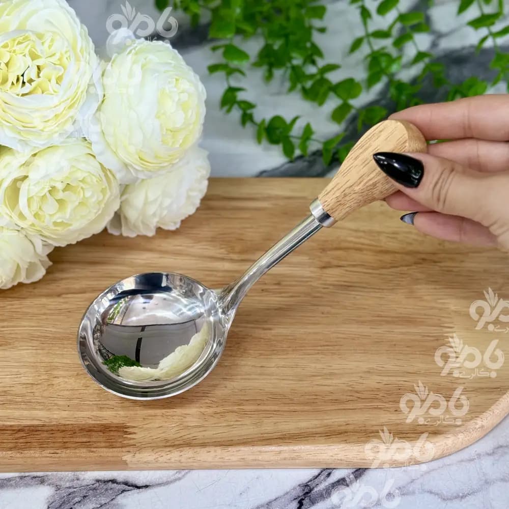 ملاقه ساده ترمو چوبی استیل z64