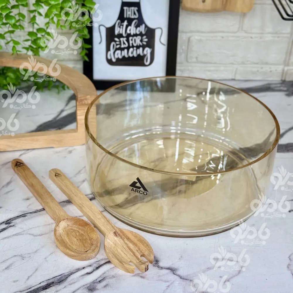 کاسه سالاد چوبی رابر دسته دار شامپاینی — تصویر ۳