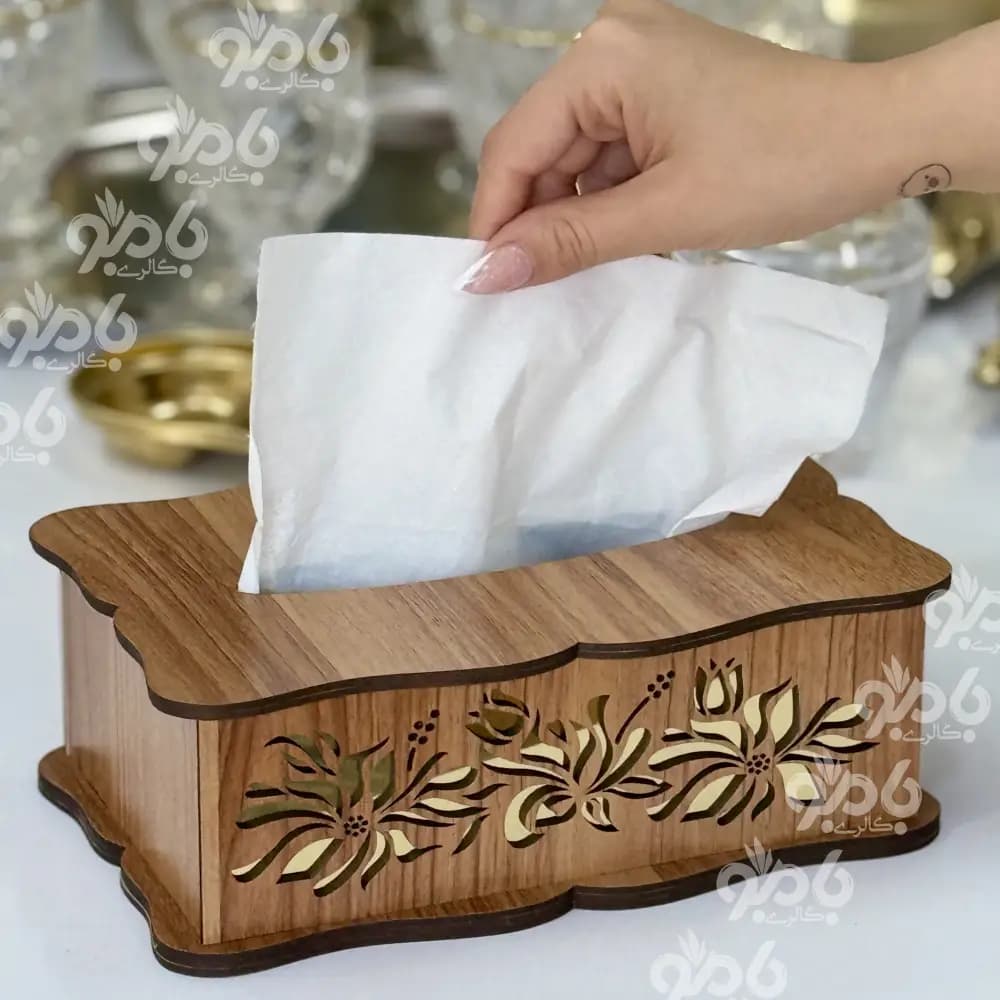 جادستمال تک چوبی آینه ای قهوه ای — تصویر ۲