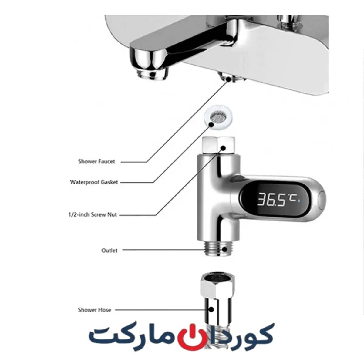 دماسنج دیجیتال شیر آب Zhinuan مدل BD-LS-05 — تصویر ۶