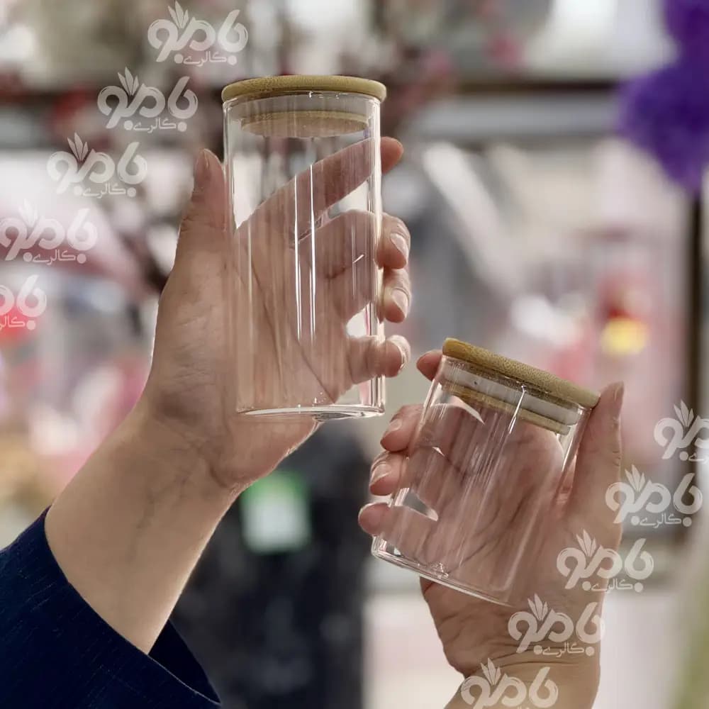 بانکه پیرکس گرد قطر 6 درب بامبو — تصویر ۲