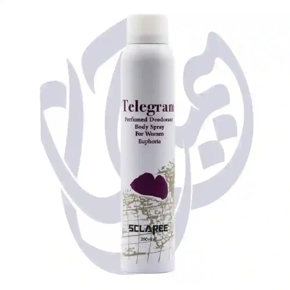 اسپری بدن زنانه مدل Telegram حجم 200 میلی لیتر اسکلاره ا Sclaree Telegram Body Spray For Women 200 ml