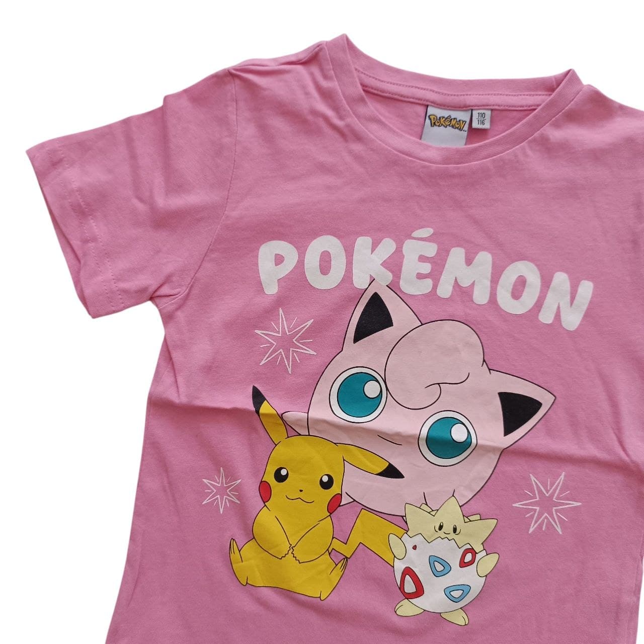 تیشرت آستین کوتاه دخترانه صورتی طرح پوکیمون (Pokémon) ژاپن مناسب ۵ تا ۱۰ سال — تصویر ۲