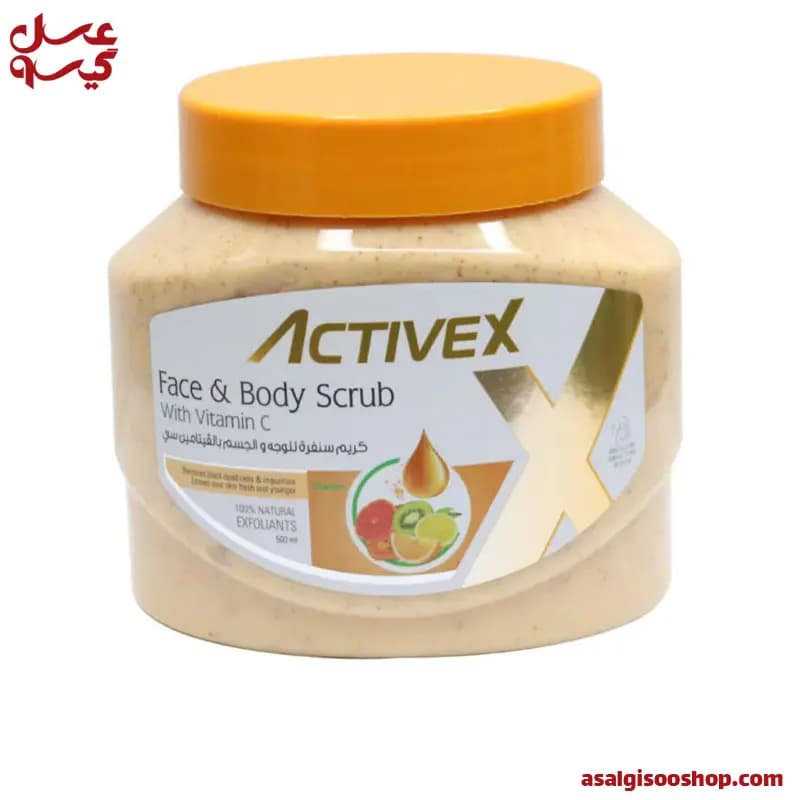 اسکراب صورت و بدن اکتیوکس با ویتامین C حجم ۵۰۰ میل | ActiveX Face and Body Scrub with Vitamin C 500ml | کد 2892