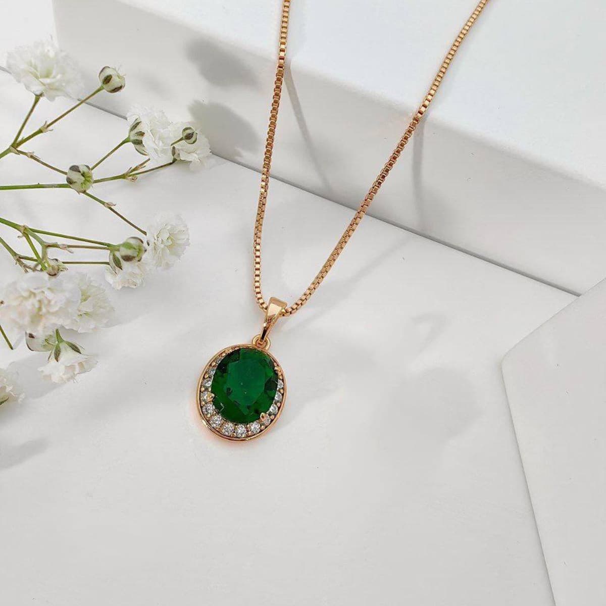 آویز جواهری زمرد طرح طلا GB144 — تصویر ۳