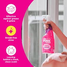 شیشه پاک کن و پاک‌کننده سطوح شیشه‌ای The Pink Stuff Window and Glass Cleaner with Rose Vinegar 750ml اروپایی — تصویر ۵