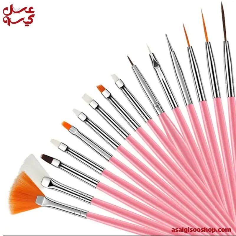 قلمو طراحی ناخن ۱۵ عددی مدل 00390 | Nail Art Brush Set 15 Pieces Model 00390 | کد 2860