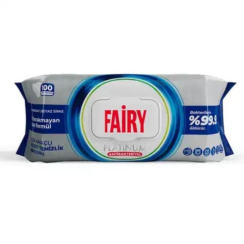 دستمال مرطوب چندمنظوره آنتی باکتریال فیری پلاتینیوم Fairy Platinum Antibacterial Multi Purpose Wet Wipes فیری 100 عددی