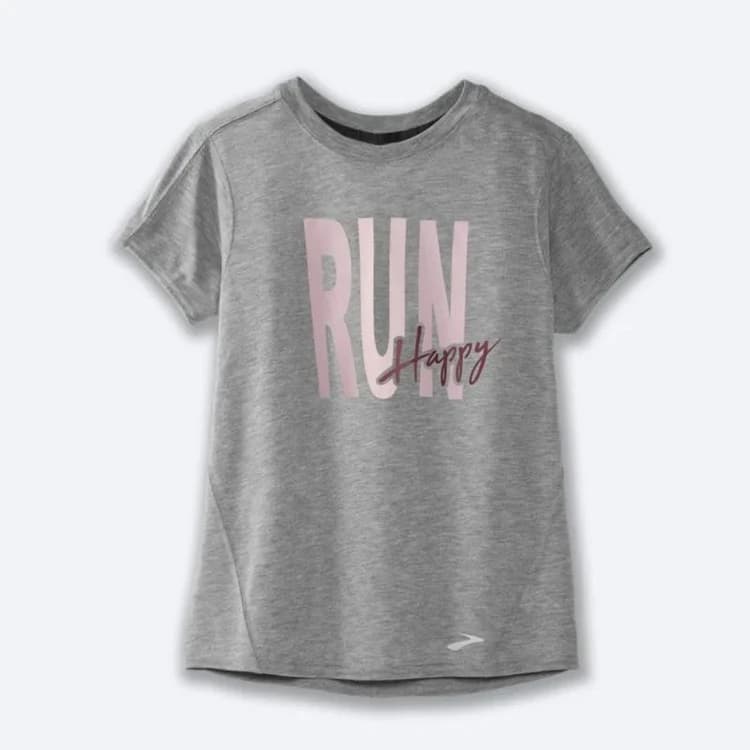 تیشرت ورزشی زنانه طوسی طرح دار بروکس Brooks Short Sleeve