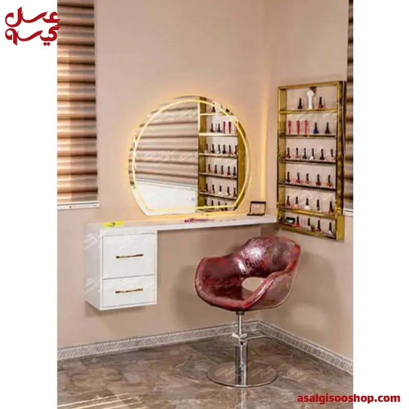 آینه دیواری بدون فرم فلزی با بک‌لایت آرایشگاه مردانه 9063 صنعت نواز |Sanat Navaz Men’s Salon Backlight Wall Mirror|کد 2822