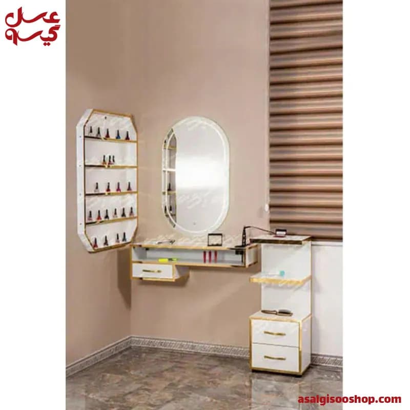 آینه و کنسول آرایشگاهی مدل 9052B صنعت نواز|Sanat Navaz Salon Mirror and Console Model 9052B | کد 2808