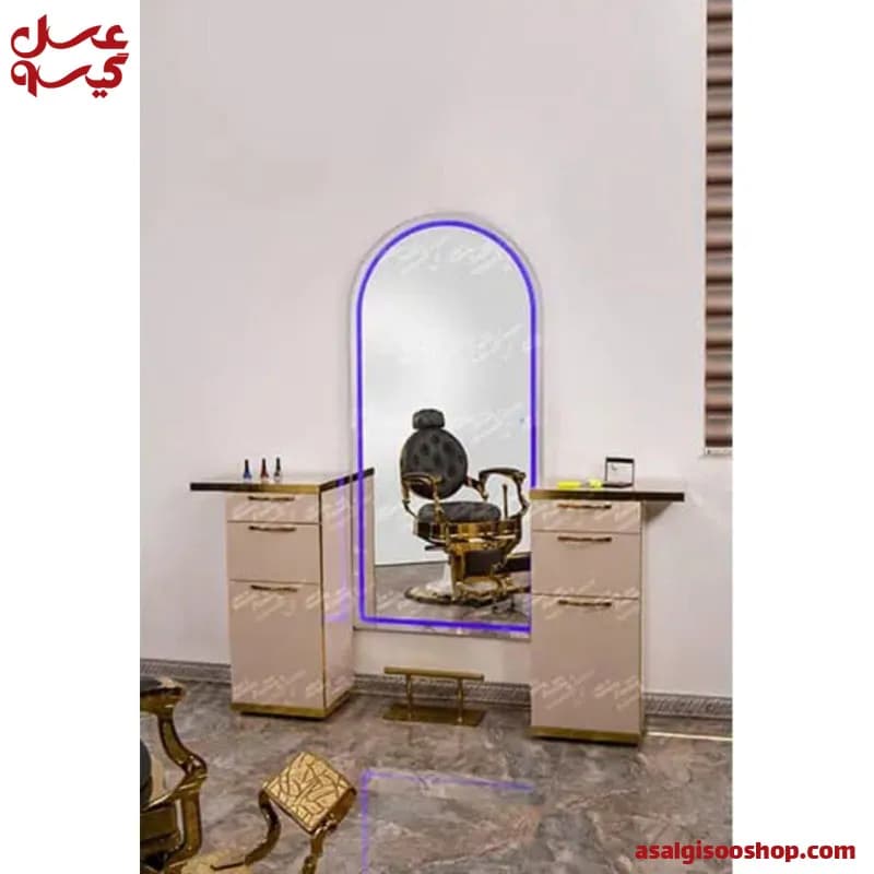 آینه دیواری فریم فلزی بک‌لایت دار مدل 9048 صنعت نواز |Sanat Navaz Wall Mirror with Metal Frame and LED Backlight Model 9048| کد 2810
