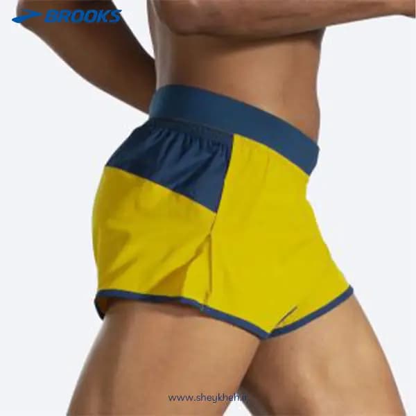 شورت ورزشی مردانه زرد طلایی بروکس Brooks Sherpa 3″ Split Short — تصویر ۹