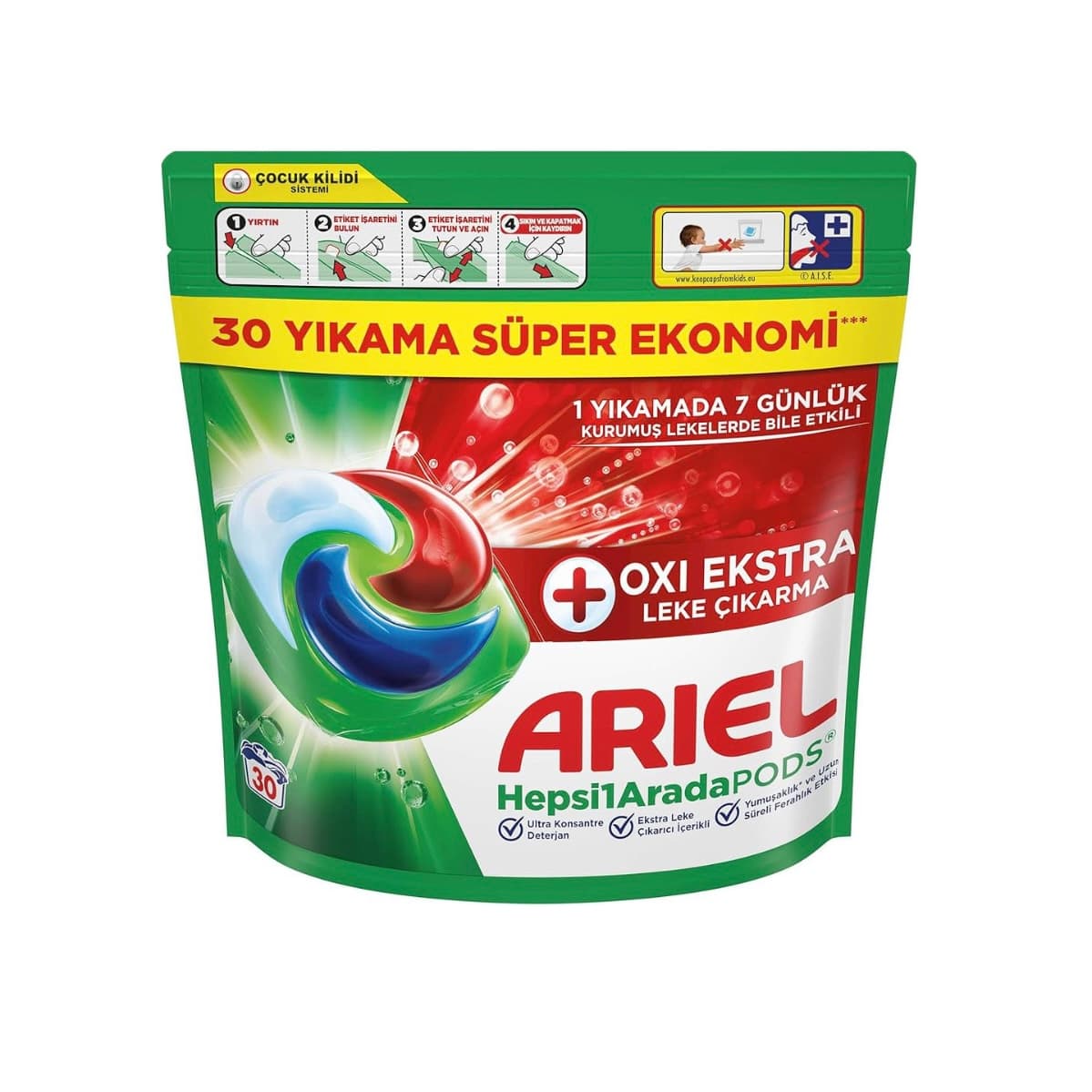 قرص ماشین لباسشویی آریل پلاس 30 عددی اورجینال پاد لباسشویی Ariel Plus بسته اقتصادی