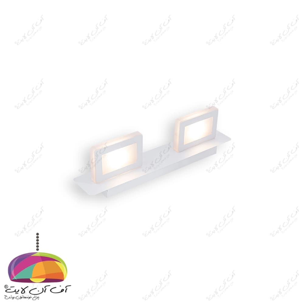 چراغ بالا آینه دو شعله 14 وات مدل A34 بدنه سفید