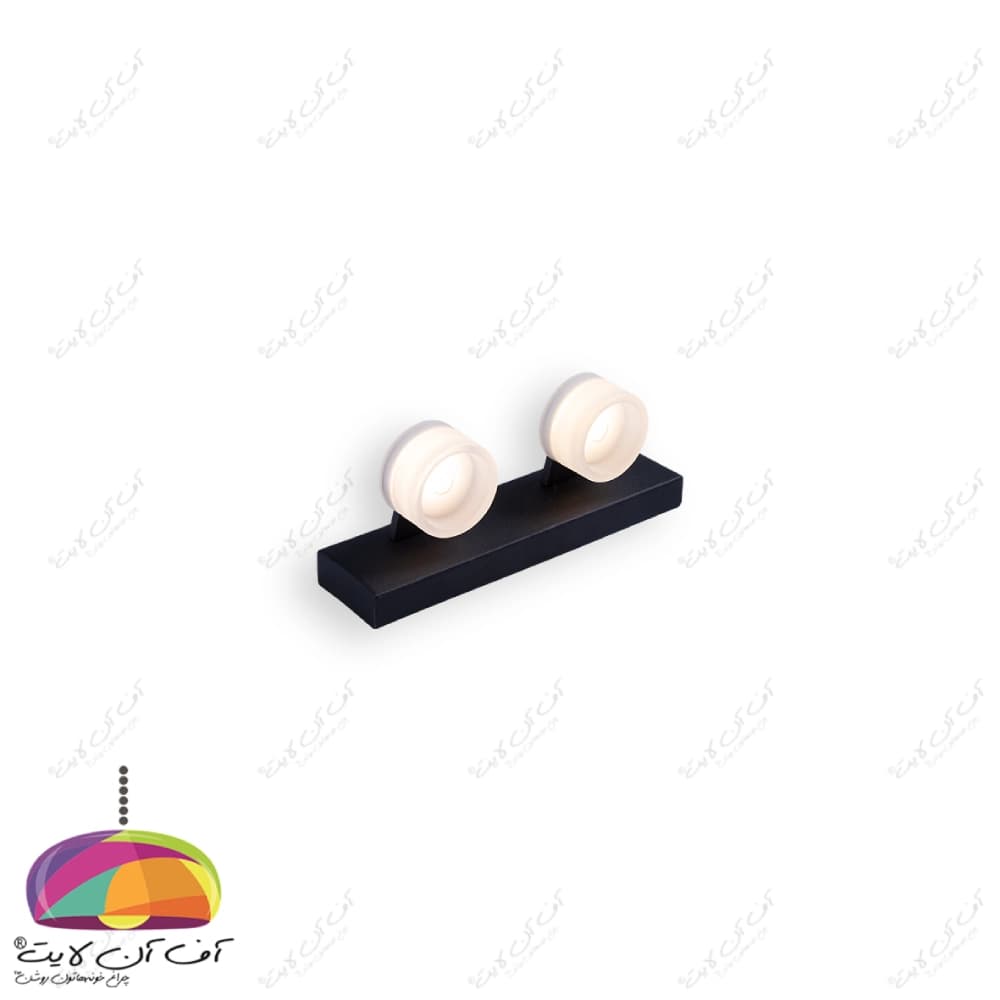 چراغ بالا آینه دو شعله 14 وات مدل A32 بدنه مشکی